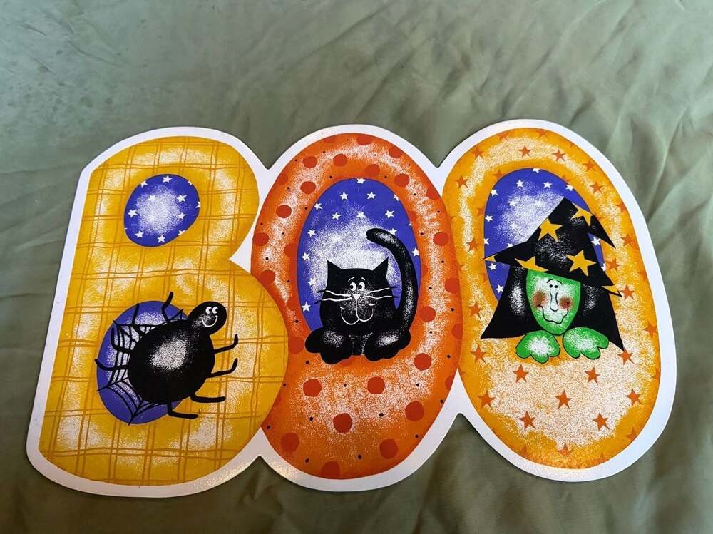4pc Avon Halloween Alley Boo Placemat Spider Cat Witch Vintage